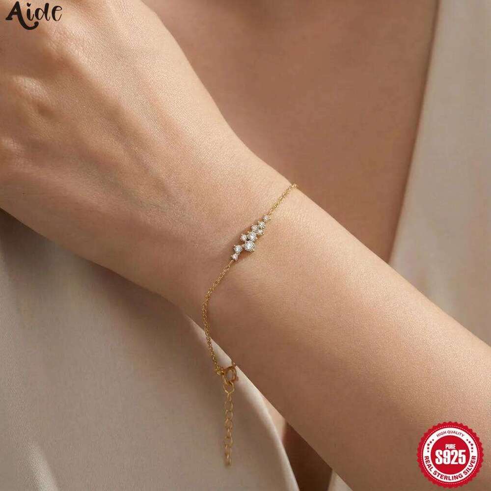 Aide 18k Gold Chain Bracelet for Women High Quality 925 Sterling Silver Geometry Cubic Zirconia Charm Bracelets Minimalist Jewel