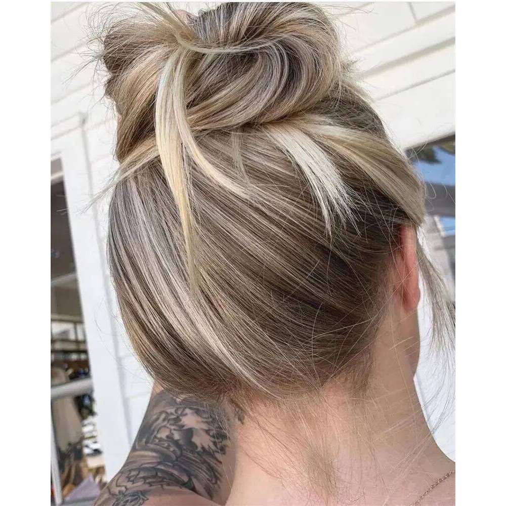 Soft Long Length Natural Straight Single Wig Woman Beautiful Streaks Ash Blonde Original Factory Cheap Wigs On Clearance Sale