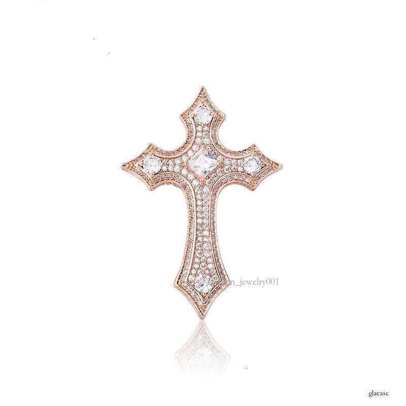 Cross Pendant Full Moissanite chain Personality Hip-Hop Necklace Gold Jewelry