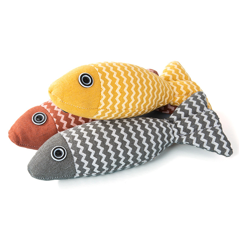 Cat toy simulation fish, cat mint fish, cat teasing stick, self fun and relieve boredom, cat supplies, linen fish dolls, cat toys