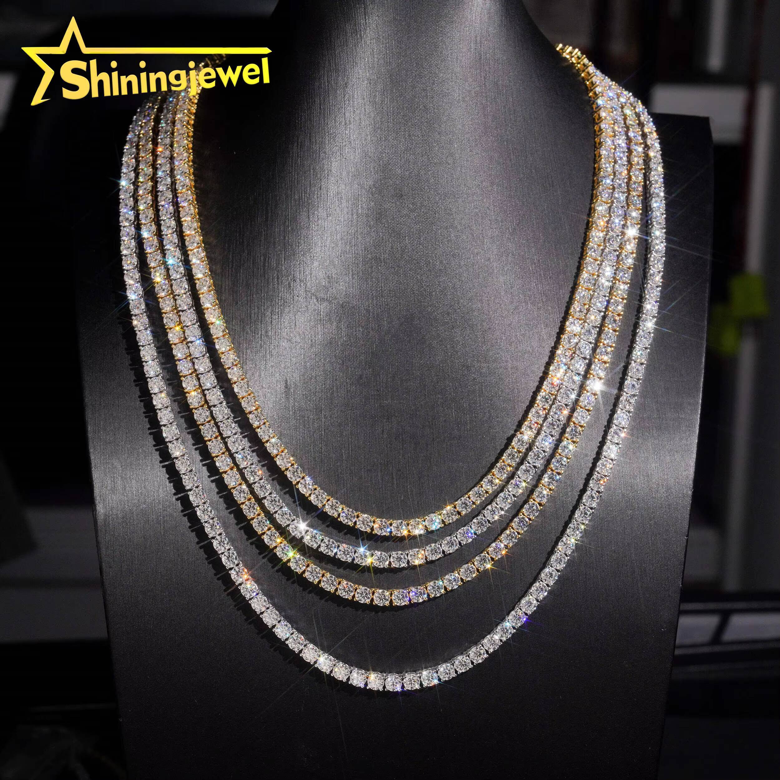 4mm Diamond Fast Shipping USA Warehouse Iced Out Bracelet 925 Silver Hip Hop VVS D Moissanite Jewelry Tennis Chain Necklace