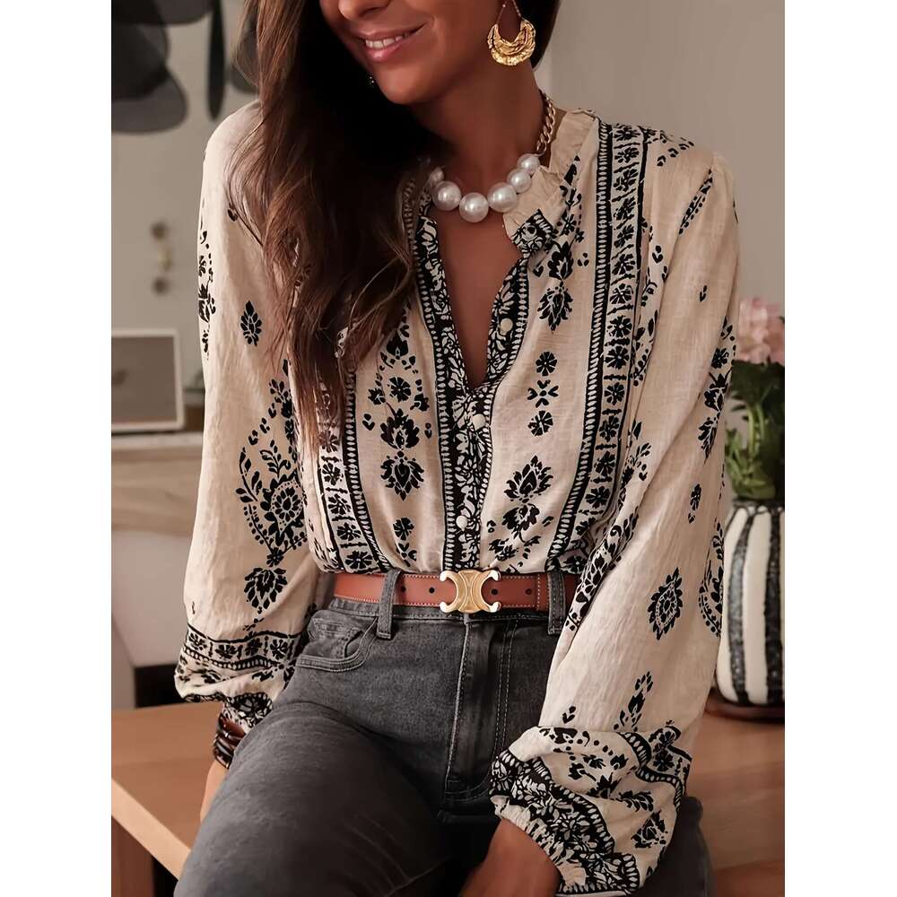 16551#European and American New Fashion Elegant Long Sleeve Shirt Women's Top