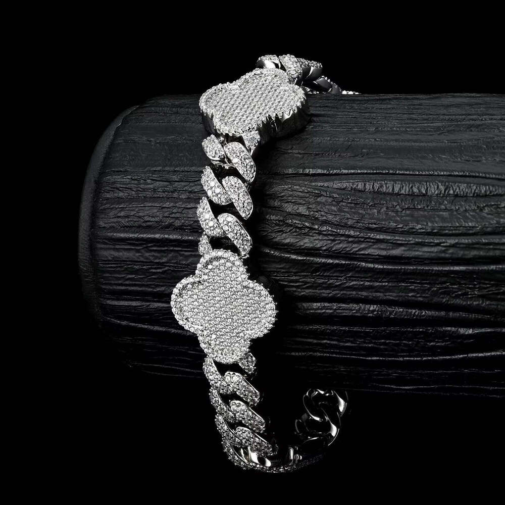 JWY Women's Fashion Multi-color 18k VVS Moissanite Bracelet Tennis Chain 925 Silver Clover Gold-plated Jewelry Glamorous Party Gift