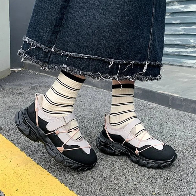 Comemore Retro Ballet Style Sneakers Shallow Mouth Thick Sole Single Shoe for Women Spring Autumn Casual Sport Mary Jane Shoes 251230