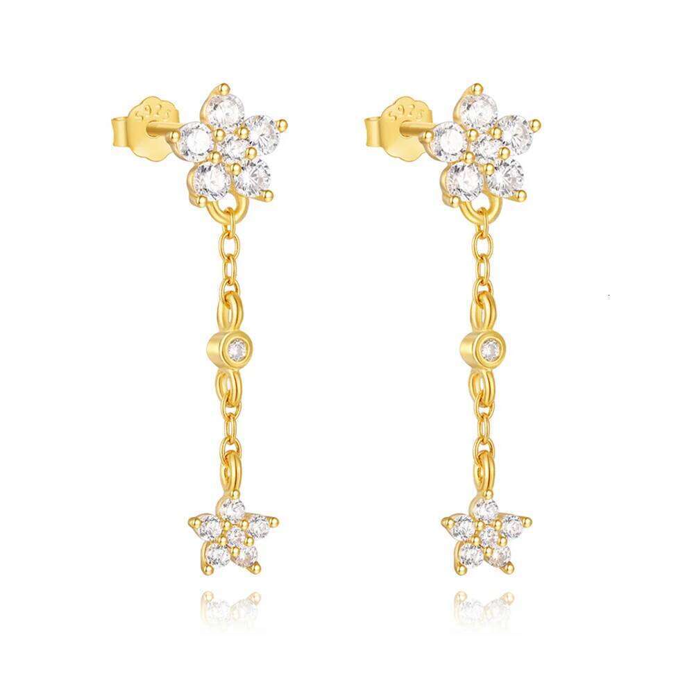 Aide 925 Sterling Silver New Trend Cubic Zirconia Long Tassel Drop Earrings For Women Star Chain Piercing Earring Korean Jewelry