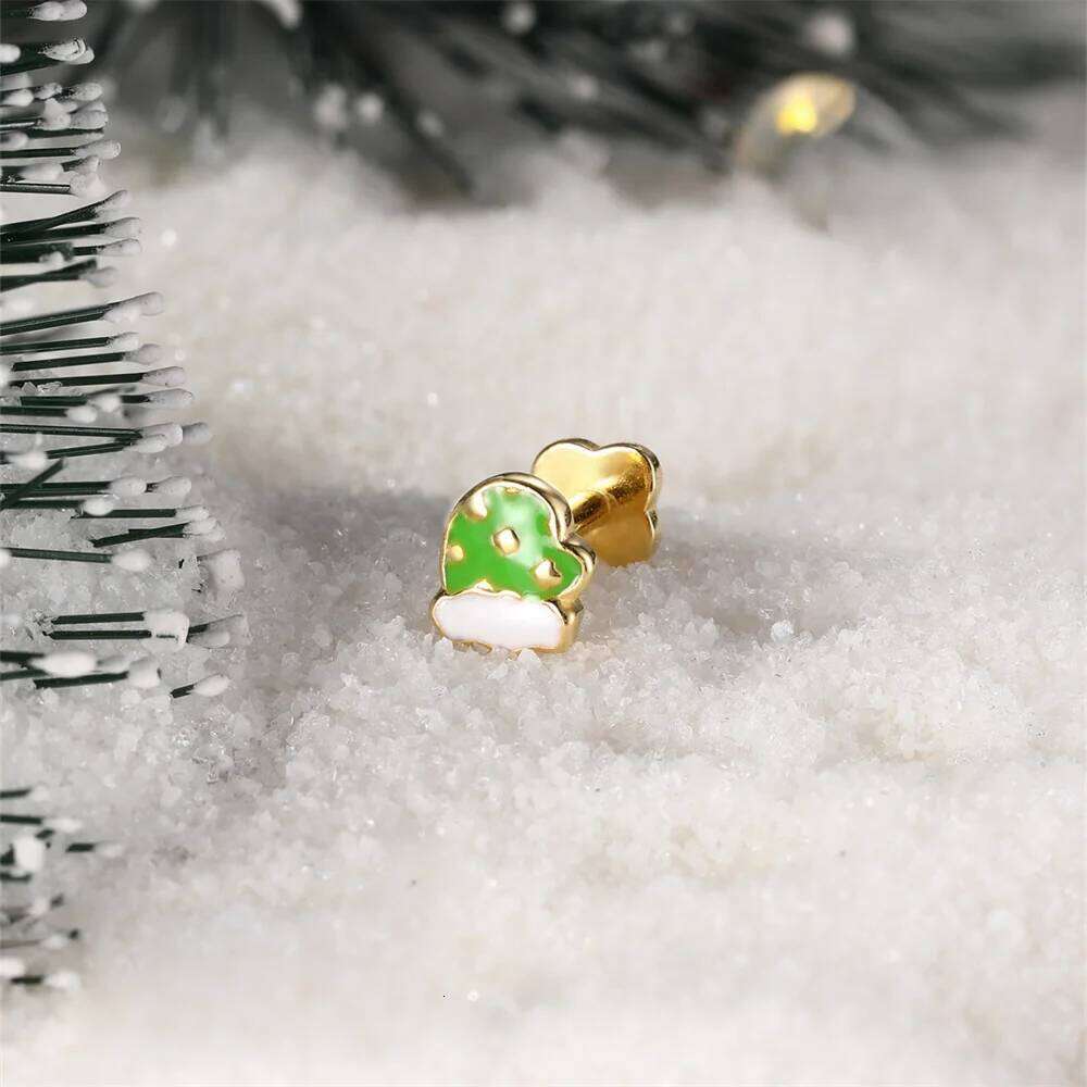 Aide 925 Sterling Silver Small Zircon Xmas Earrings For Women Piercing Gold Minimalist Daily Jewelry Y2K Party Gift