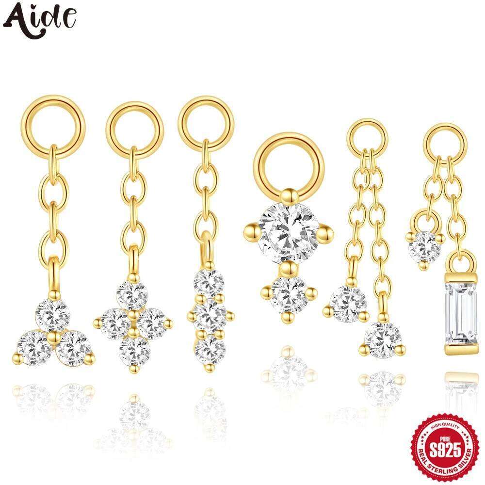 Aide 1pc 925 Sterling Silver Zirconia Chain DIY Charms For Necklace Bracelet Earrings Pendant for Jewelry HandMaking