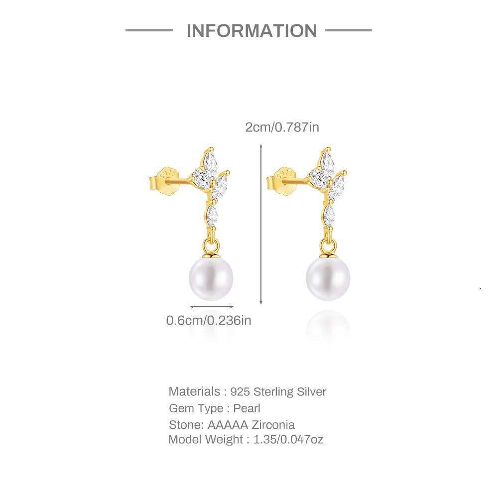 Aide S925 Sterling Silver Elegant Geometric Crystal Pearl Dangle Long Chain Drop Earrings For Women Fine Jewelry Gifts