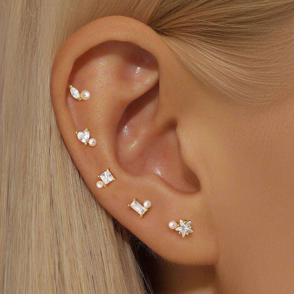 Aide 925 Sterling Silver Handmake Koran INS Party Zircon Stud For Women Chains Lightning Moon Earring Xmas Jewelry Set