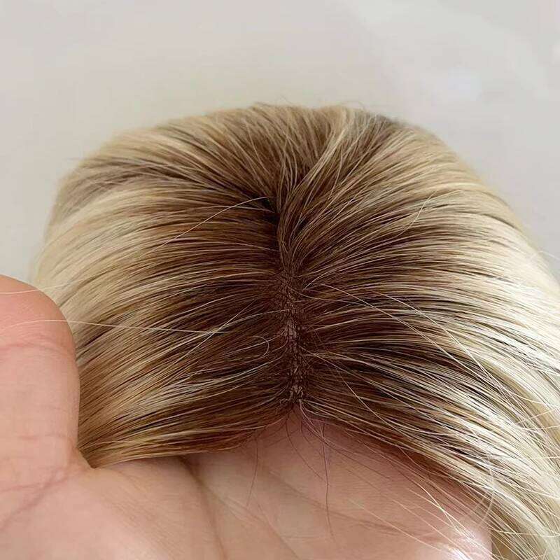 T1B/613 Mono Hand tied Monofilament PU Topper 14INCH Top Toupeer Breathable Hair Piece with Clip For Women T2/613 T4/613