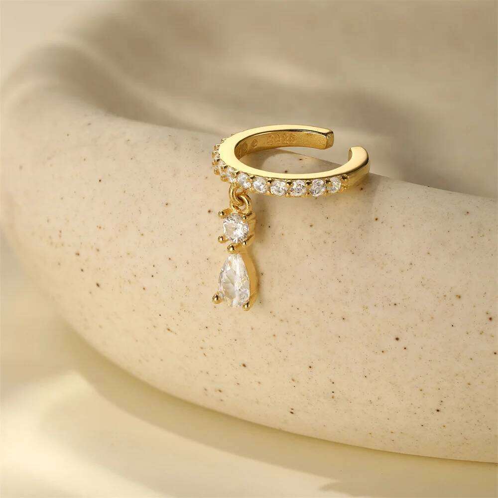 Aide 925 Sterling Silver Golden Zircon Cartilage Stud Earring Multiple Styles Helix Tragus Conch Piercing DIY Jewelry for Women