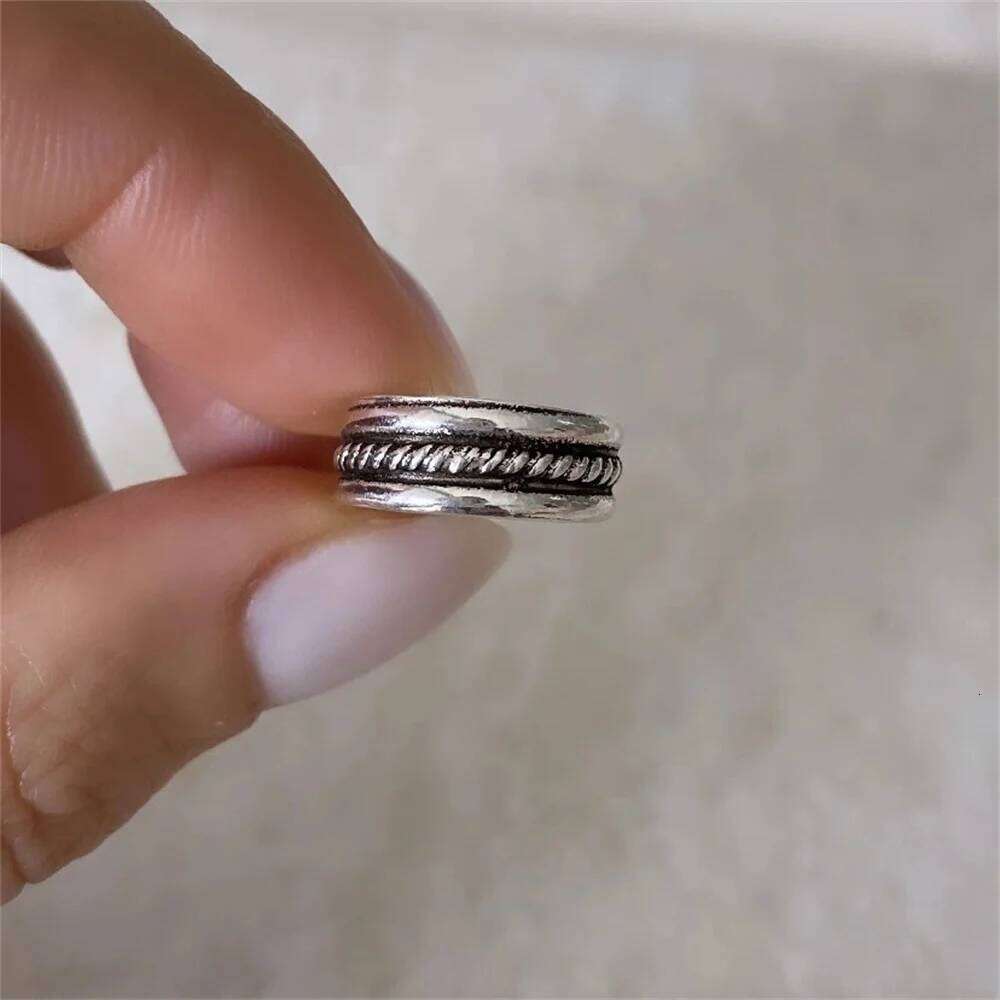 Aide Retro Black Punk Gothic Open Ring For Men 925 Sterling Silver Handmade Unisex Designer Jewel Accessories Anime Lovers Gift