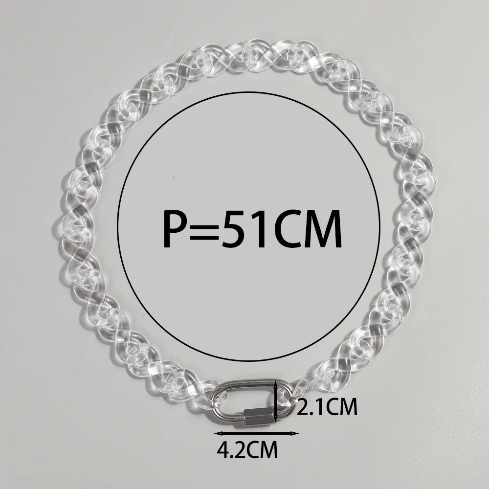 FishSheep Transparent Acrylic Infinity Chain Necklace for Man Women Punk Clear Resin Link Chain Necklace Mens Jewelry Gift 251230