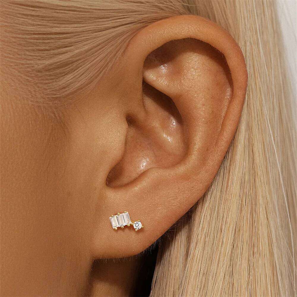 Aide 925 Sterling Silver Tragus Rock Helix Earring For Women Zircon Cartilage Drop Piercing Ear Lobe Jewelry