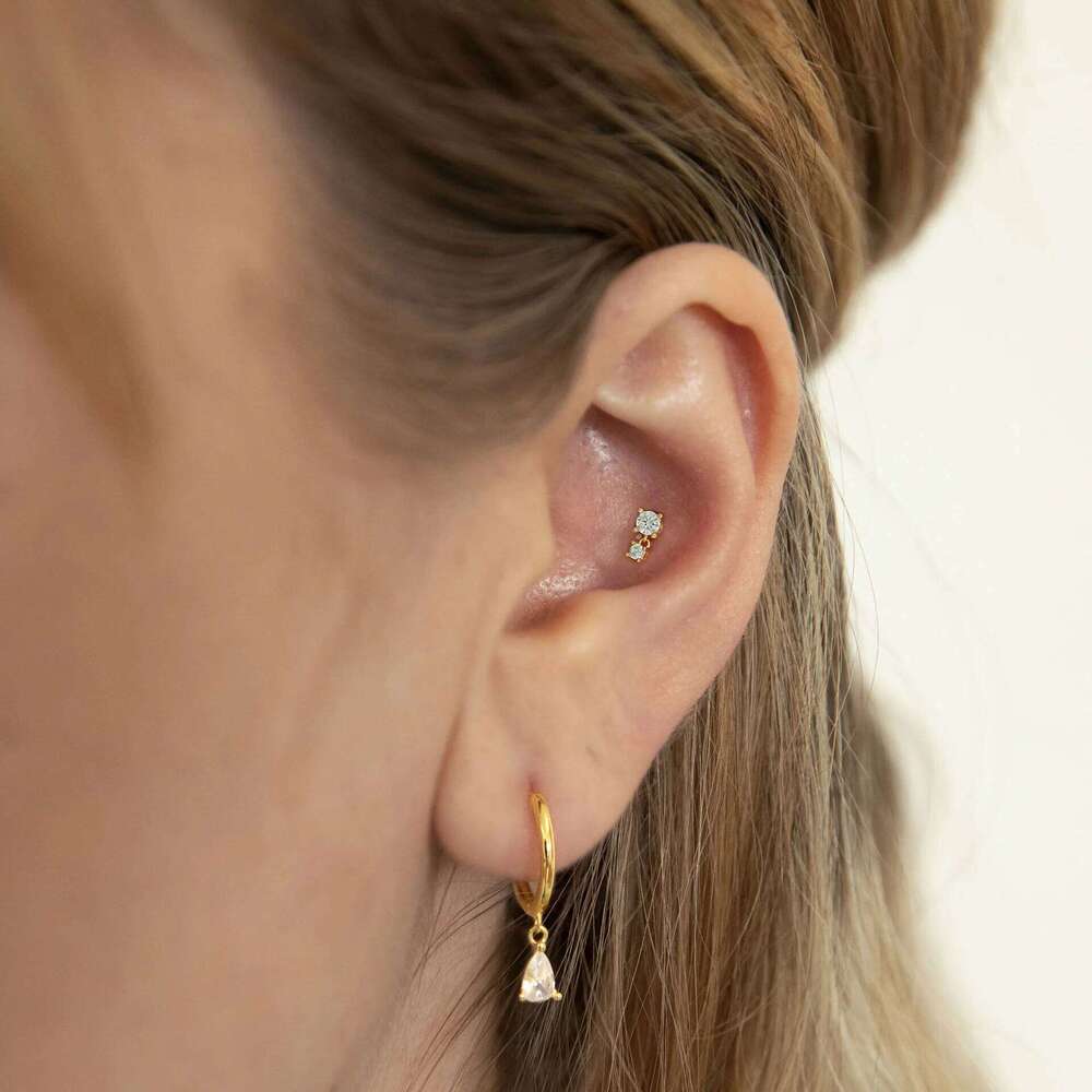 Aide Nose Stud Cartilage Piercing Jewelry 925 Sterling Silver Helix Tragus Lip Flat Back Tiny Earring for Women 16G