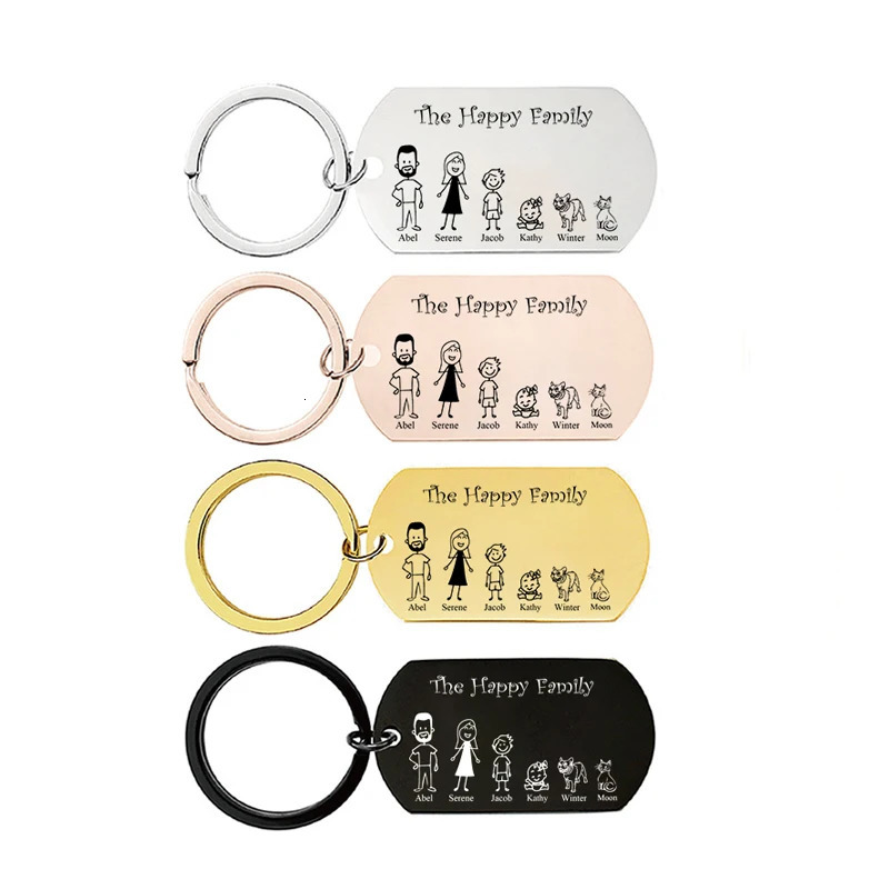 Personalized Family Gifts Keychain Custom Mom Dad Daughter Son Pet Key Chain Engraved Stainless Steel Mother Father Kids Keyring 251230