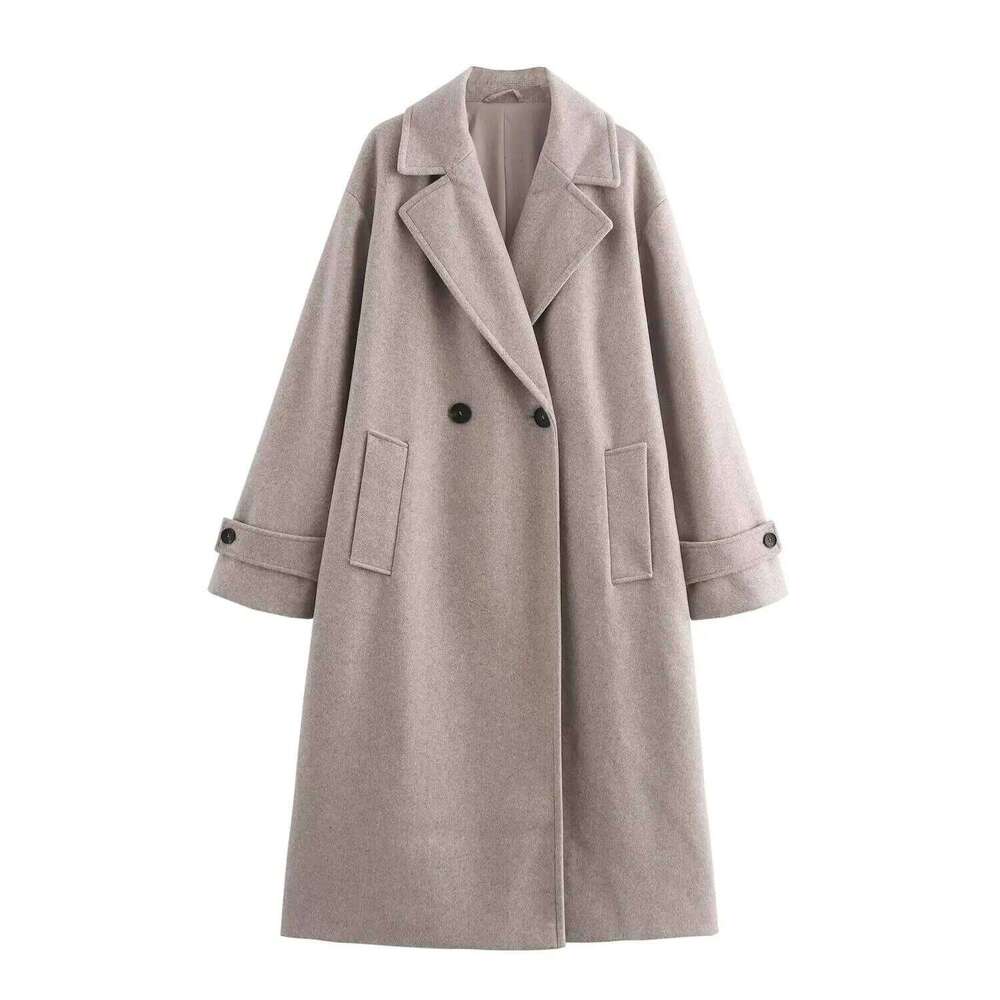 Autumn New Women's Clothing Style Fashionable Tri Color Luxury Loose Collar Long Sleeve Coat