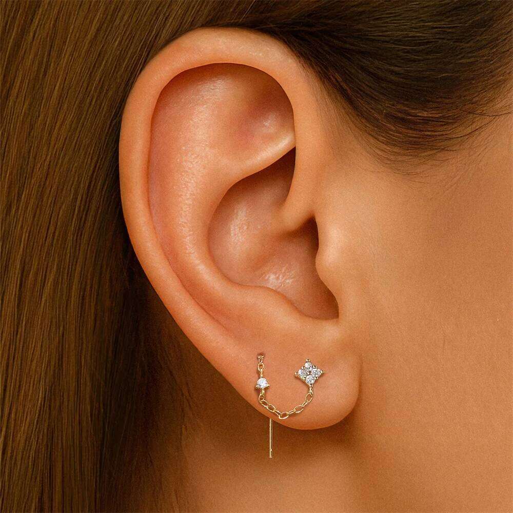 Aide 925 Sterling Silver Long Chain Tassel Baroque Irregular Pearl Dangle for Women C Shape Earrings Jewelry Pendientes