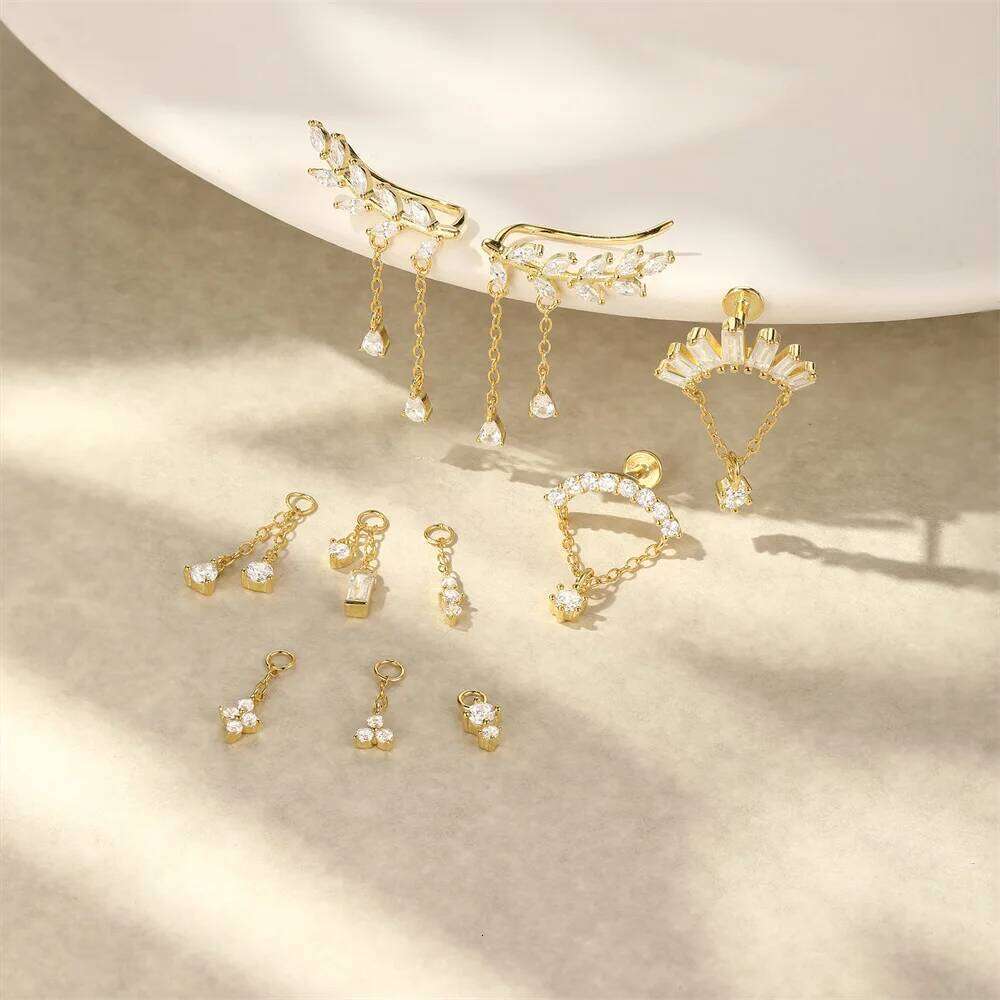 Aide 1pc 925 Sterling Silver Zirconia Chain DIY Charms For Necklace Bracelet Earrings Pendant for Jewelry HandMaking