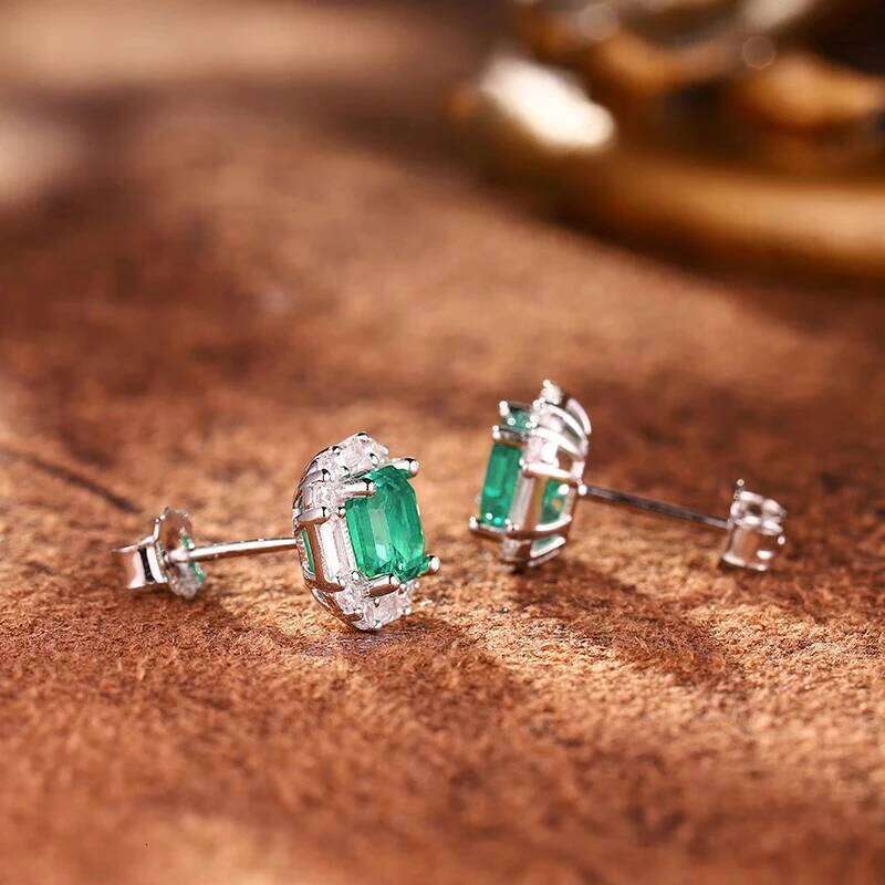 Huitan Creative Attractive Stud Earrings with Green Cubic Zirconia Simple Stylish Accessories for Women Chic Fashionable Jewelry