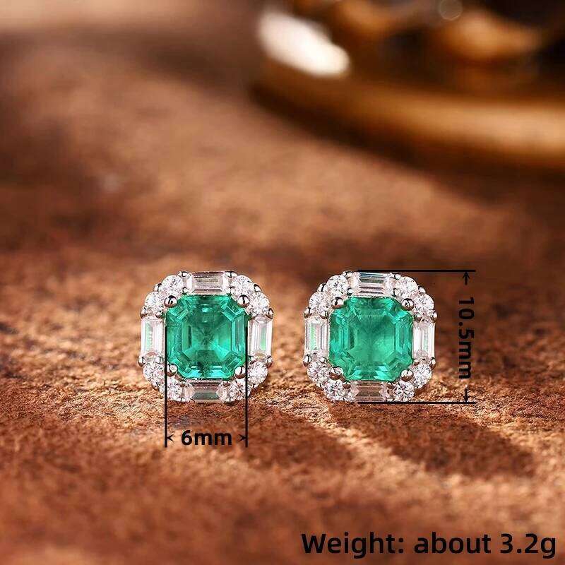 Huitan Creative Attractive Stud Earrings with Green Cubic Zirconia Simple Stylish Accessories for Women Chic Fashionable Jewelry