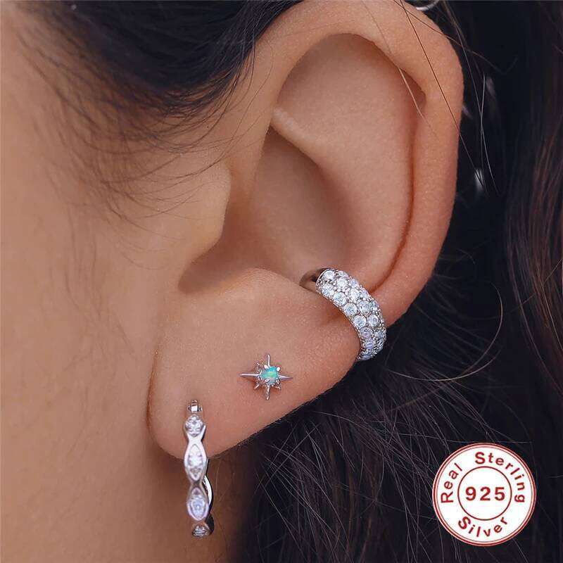 Aide 925 Sterling Silver Simple Luxury Opal Stud Earrings for Women Fashion Handmake Ear Bone Piercing Xmas Jewelry Accessories