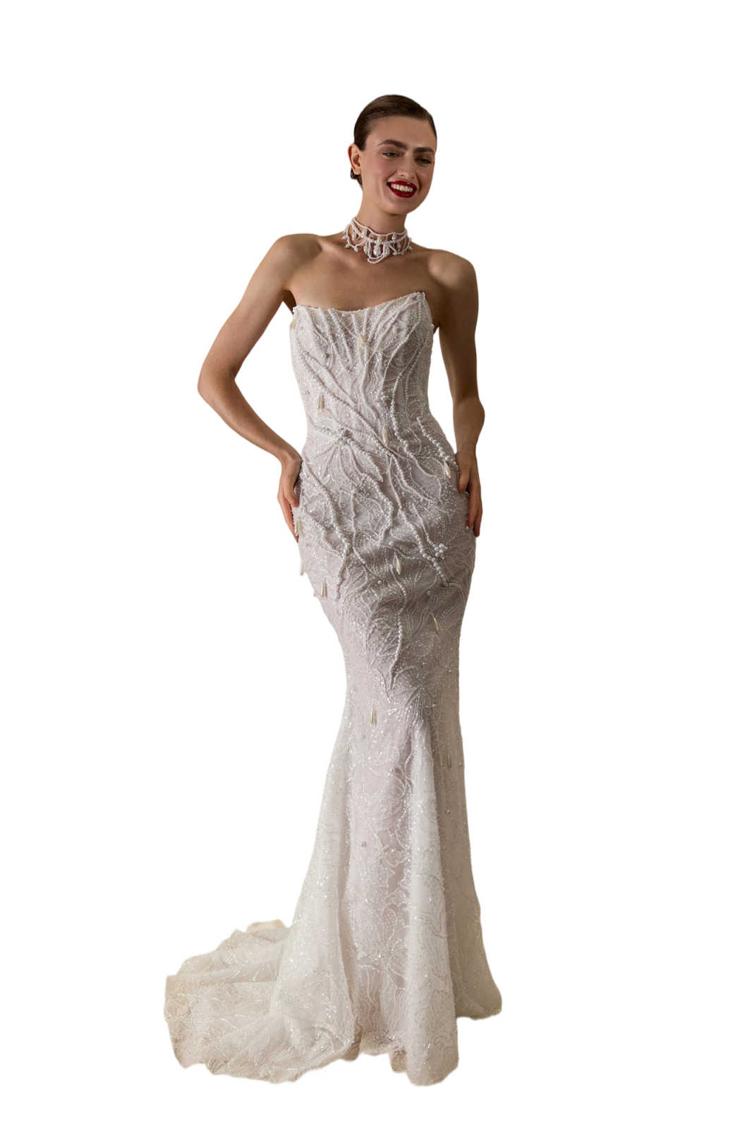 Luxury New Beads Lace Mermaid Wedding Dresses New Strapless White Bridal Gowns Zip Cocktail Dresses Customized