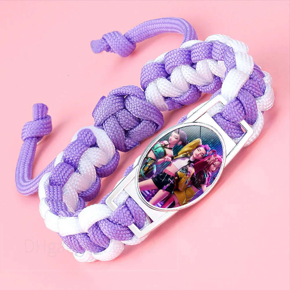 KPOP Huntress Squad Braided Anime Peripheral Crystal Inlaid Colorful Adjustable Rope Bracelet Fashion Jewelry Gift 114893