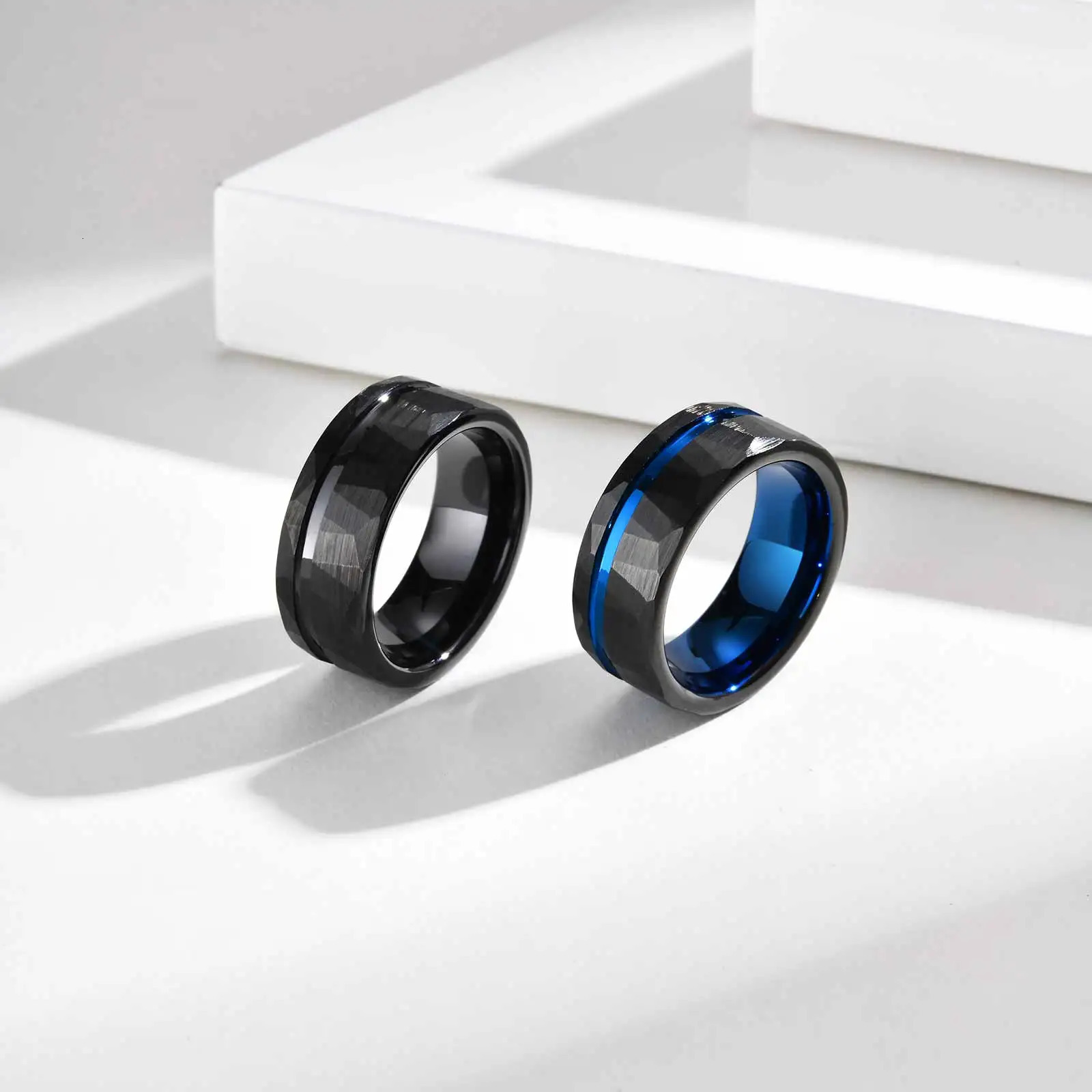 Trendy Black Color 8mm Mens Tungsten Ring Groove Surface Brushed Carbide Wide Ring High Quality Classic Jewelry Gift 251230