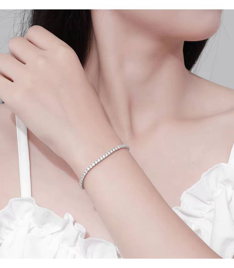 Factory Shiny 25MM VVS GRA Moissanite Tennis Bracelet Simple Luxury 925 Silver Rhodium Plated Zirconia Jewelry Gifts for Women