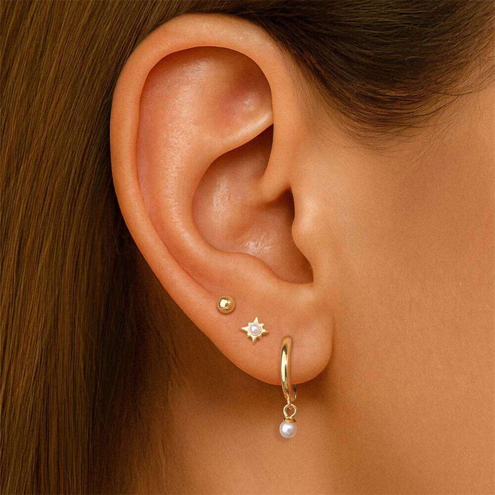 Aide 3pcs 925 Sterling Silver Star Earrings Set For Women Opal Cartilage Ear Bone Studs Student Christmas Party Gifts Jewelry
