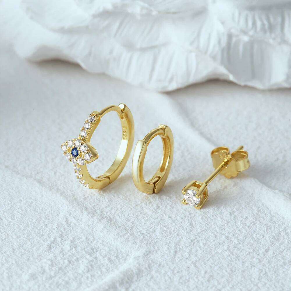 Aide 3PCs/set 925 Sterling Silver Hoop Luxury Star Moon Zircon Stud For Women Minimalist Claw Earrings Jewelry DIY Gift
