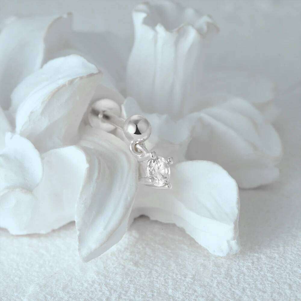 Aide 925 Sterling Silver Dangling Zircon Gold Chain Drop Earrings For Women Piercing Flat Screw-Back Minimalist Jewelry Gift