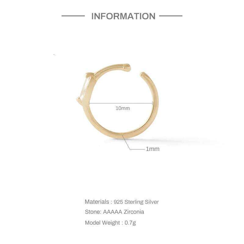 Aide 925 Sterling Silver Sparkling CZ Zircon Clips Septum Ring Hoop Cartilage Tragus Helix Small Piercing Nose Rings