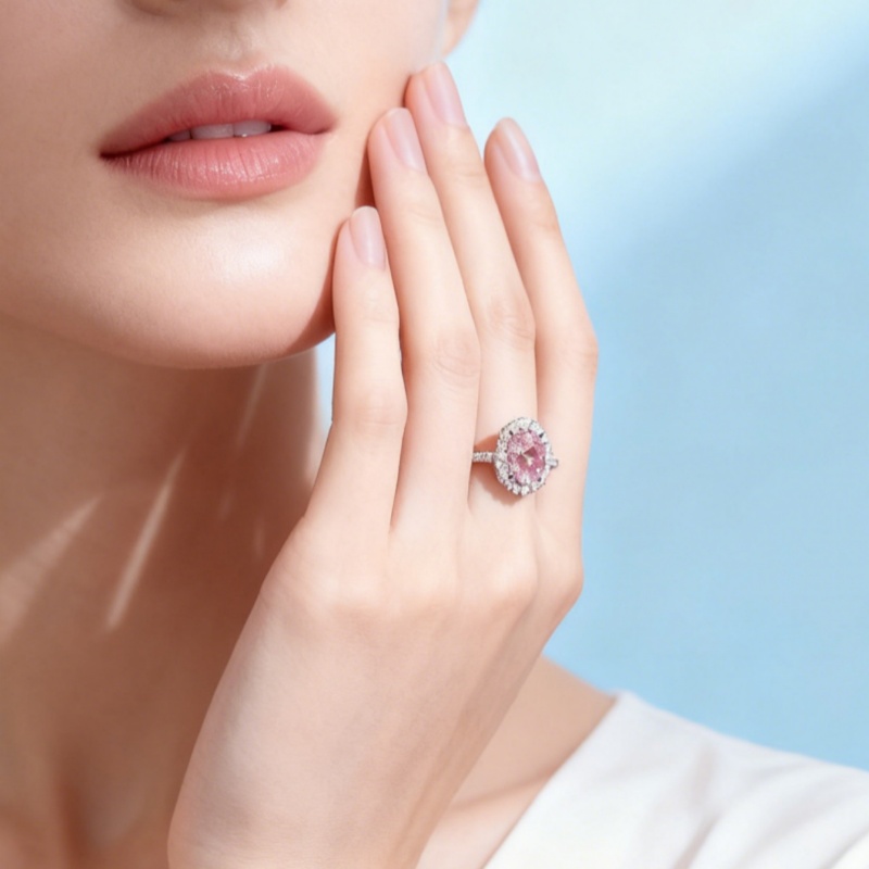 Romantic Pink Crystal Ring Valentine's Day Flash Sale Shiny Jewelry Pick