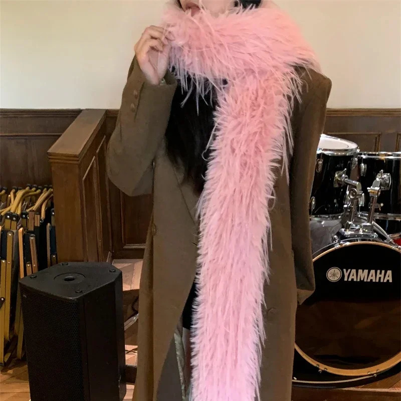 Korean er Runway Style Thick Scarf Fashionable Plush Long Strip Scarf Womens Imitation Mink Fur Y2K Girl Scarf for Warm 251225
