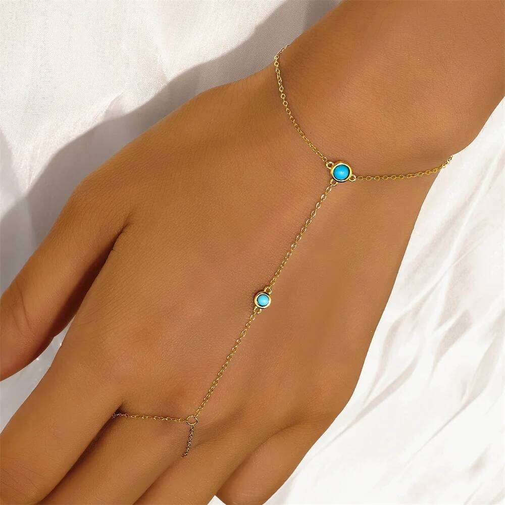 Aide Quality 925 Sterling Silver Gold Color Micro Pave CZ Station Charm Chain Bracelet With Ring Fashion Wrist Jewelry For Women