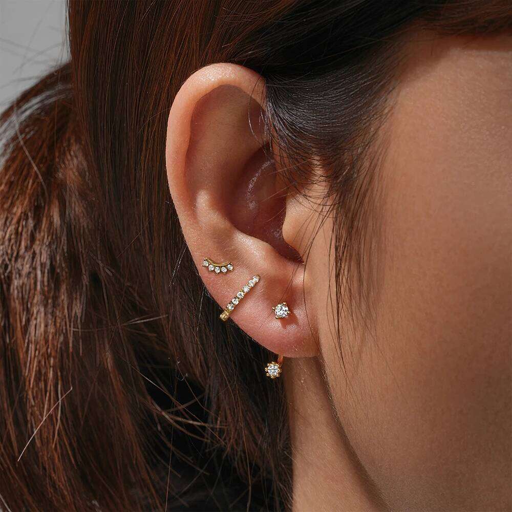 Aide Waterdrop White Shiny Zircon Stud Earring Women 925 Sterling Silver Earrings For Students Party DIY Accessory Set