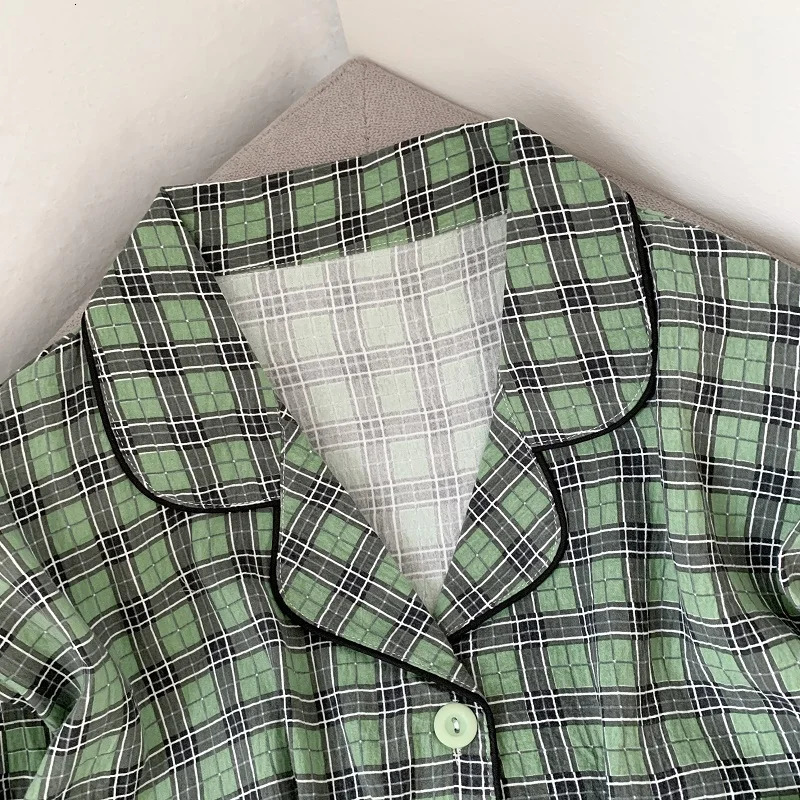 Plus Size Women Plaid Pajamas Set Kawaii Homewear Long Sleeve Two Piece Pajama Loose Sleepwear Outfit Year Gift 251231