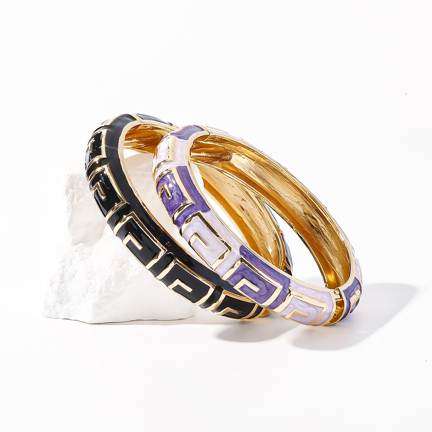 European and American Hot-Selling Retro Fashion Geometric Oil Drop Bracelet Enamel Color Glaze Large Version Women's High-End Versatile Jewelry