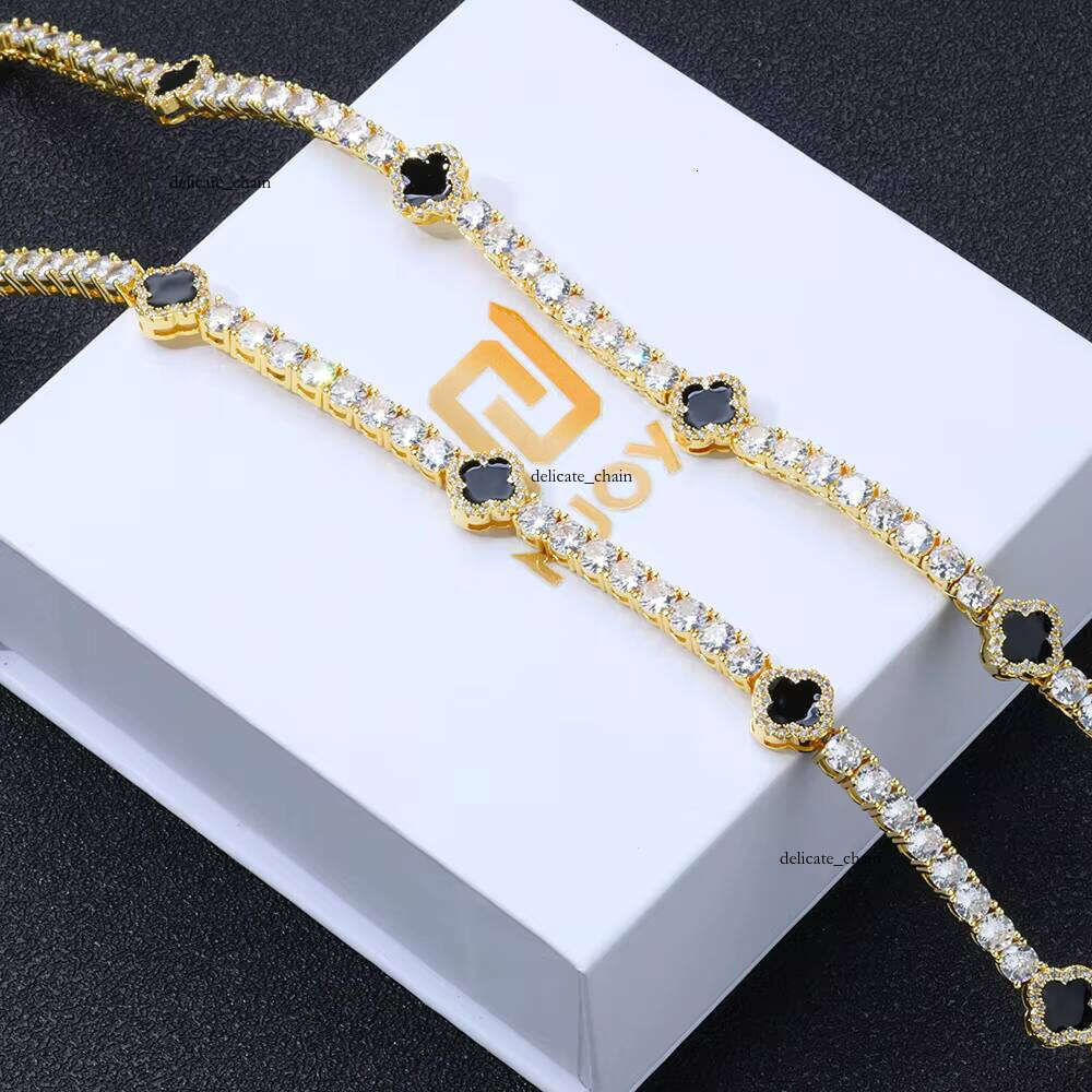European and American Style Cross-border Four-leaf Clover Oil Drop VVS Moissanite Chain Necklace for Women Hip-hop Accessories - Gift