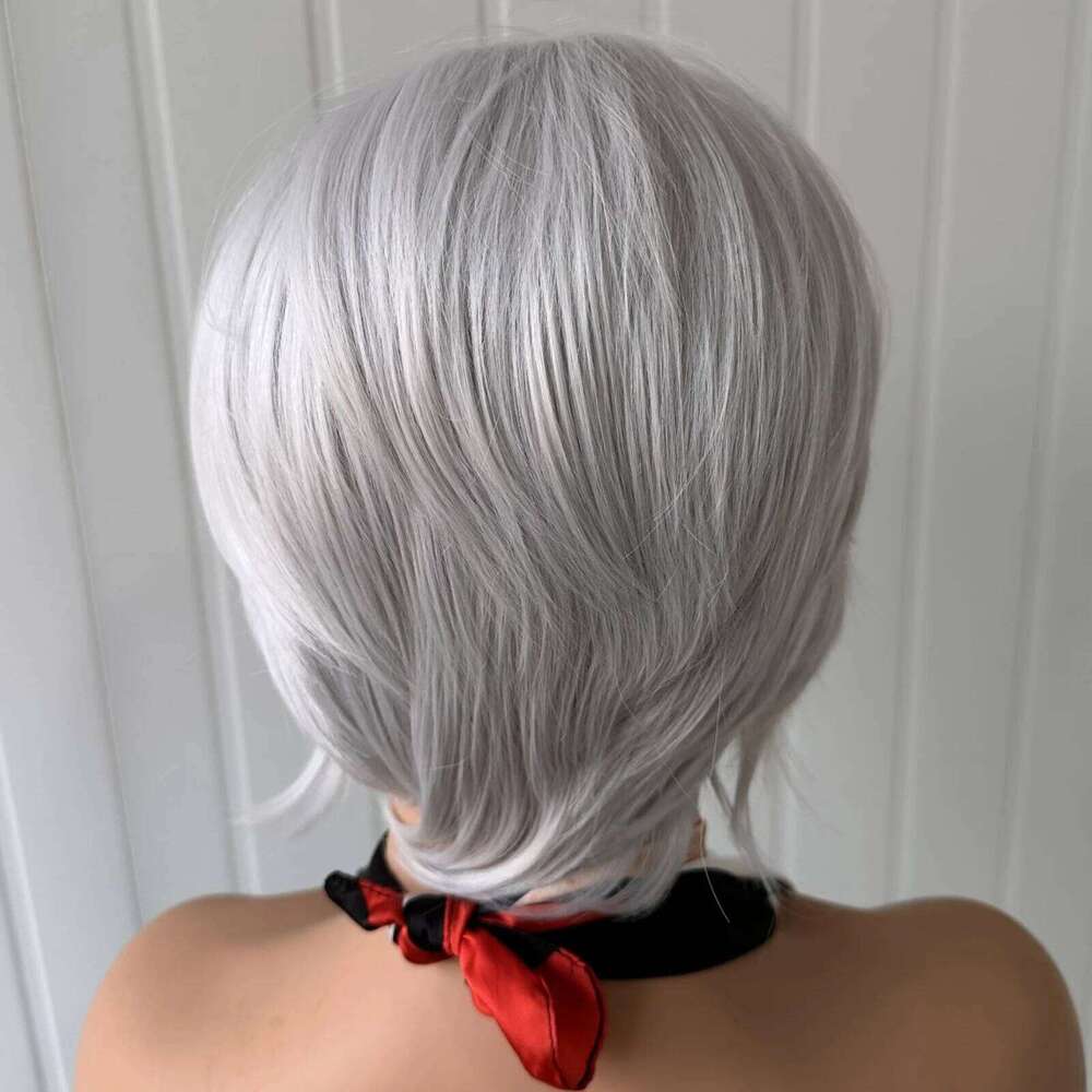 RDY Pixie Cut Short Bob Silver Grey Synthetic Front Wig Gluless Layered Straight Hair Frontal Lace Wigs for Women Daily