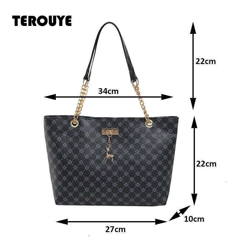 New Presbyopia Handbag Texture Soft Leather Large Capacity Tote Women With Hanging Accessories Shoulder Bag TEROUYE
