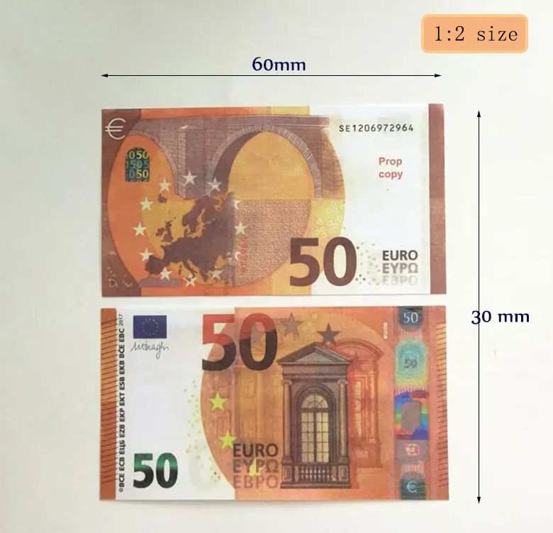 New Fake Money Party 10 20 50 100 200 US Dollar Euro Pound English Realistic Toy Banknotes Bar Copy Movie Prop Money Faux-billets 100 PCS/Pack 50% Siz