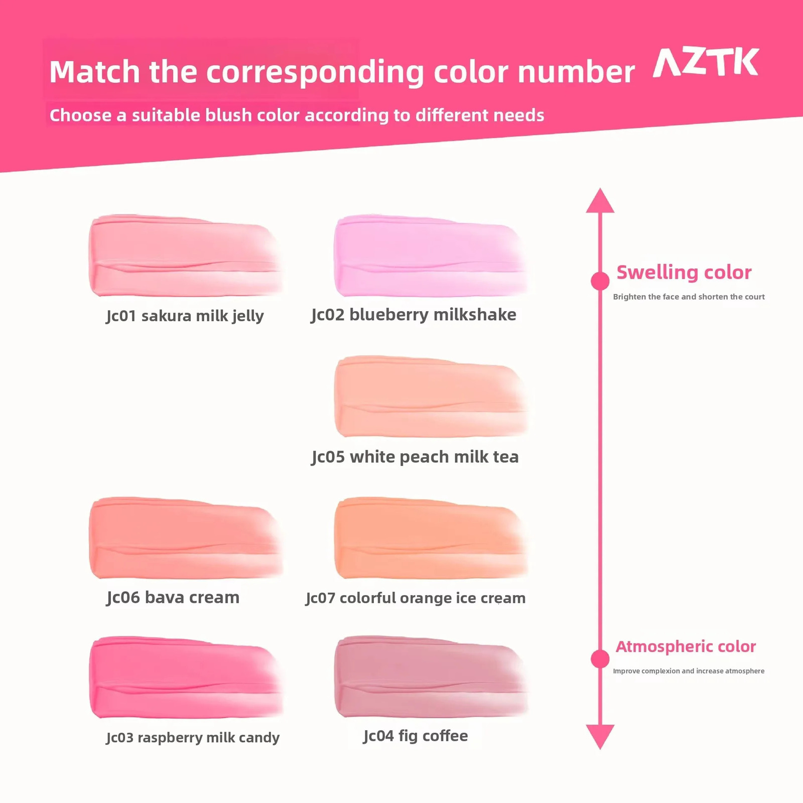 AZTK Blusher Color Face Makeup Rendering Liquid Blush JC04 Moisturizer Longlasting Beauty Expands Contracts Cheek Cosmetics 251231