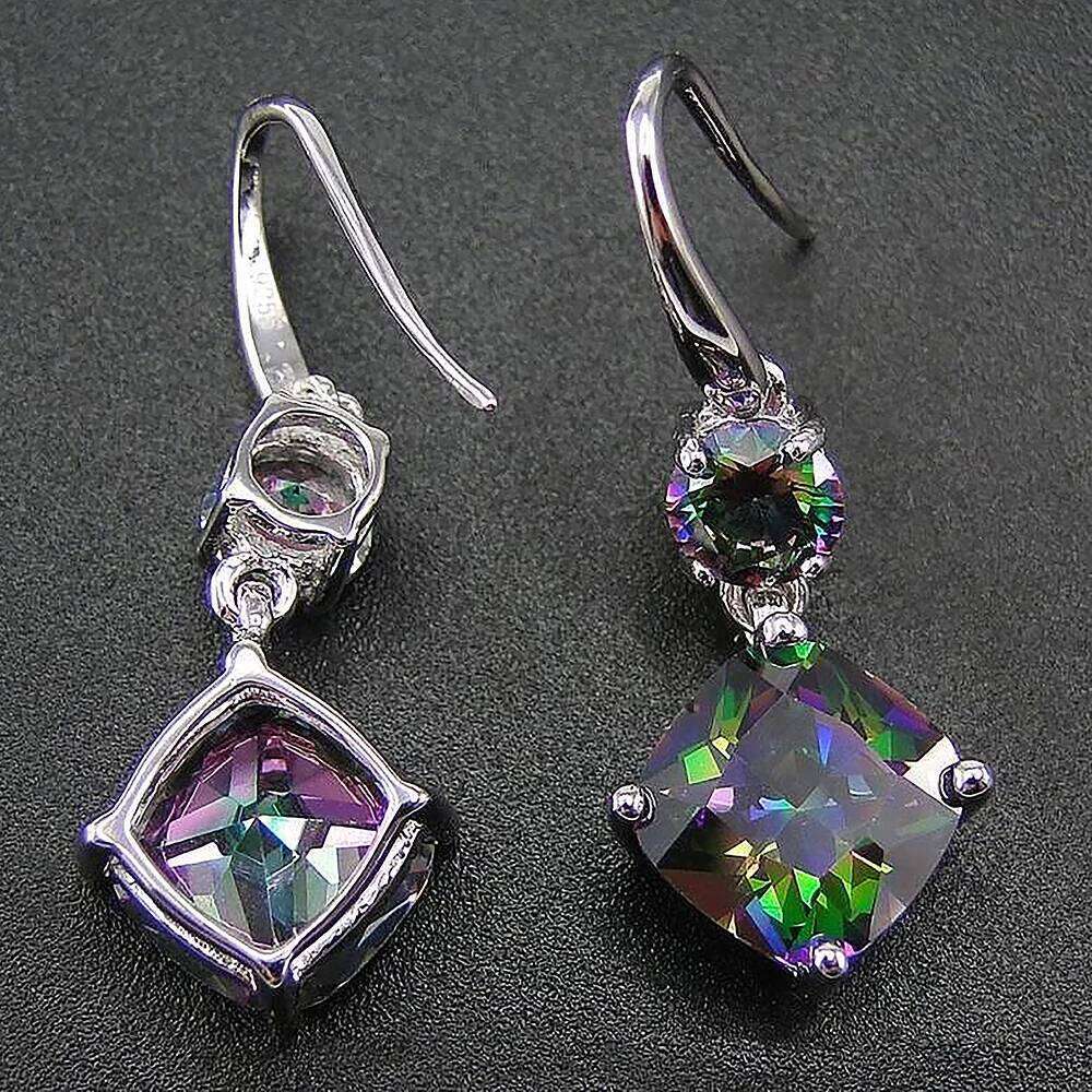 Huitan Multicolor Cubic Zirconia Women Drop Earrings Graceful Accessories for Evening Party Female Christmas Gift Luxury Jewelry