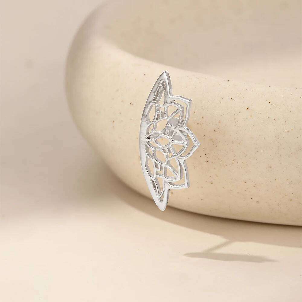 Aide Bohemian Mandala Lotus Flower Punk Earring Geometric Hidden Helix Piercing 925 Silver Halloween Accessories Gift Jewelry