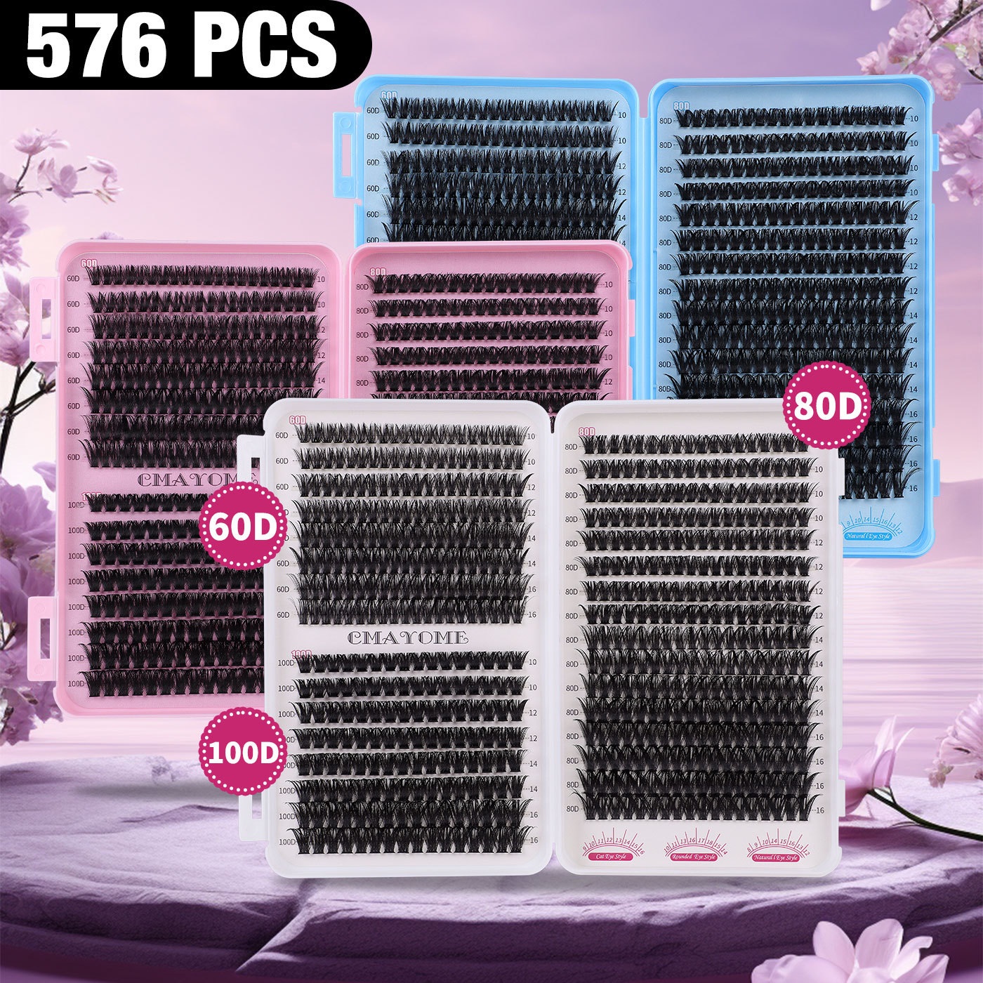 576Pcs Thick Fluffy DIY Eyelashes Soft Lightweight DIY Cluster Lashes Kit with Lash Bond & Seal Hand Made Reusable Naturally D Curled Individual Eyela