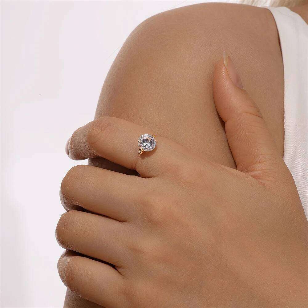 Aide 925 Sterling Silver Personality Invisible Transparent Fishing Line Sparkling Zircon for Women Niche Design Sense Ring