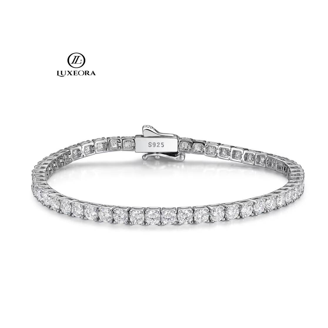Shinny D VVS Moissanite Diamond Iced Hip Hop Bracelet Rhodium Plated 2mm-5mm LAB Tennis Bracelet for Gift or Party